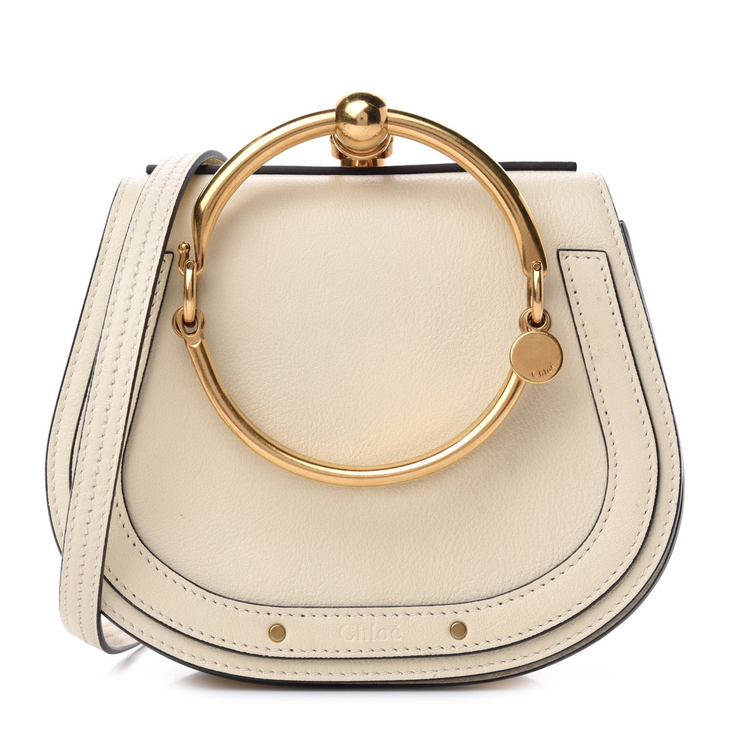 Chloe Calfskin Suede Small Nile Bracelet Bag Off White 1 of 9