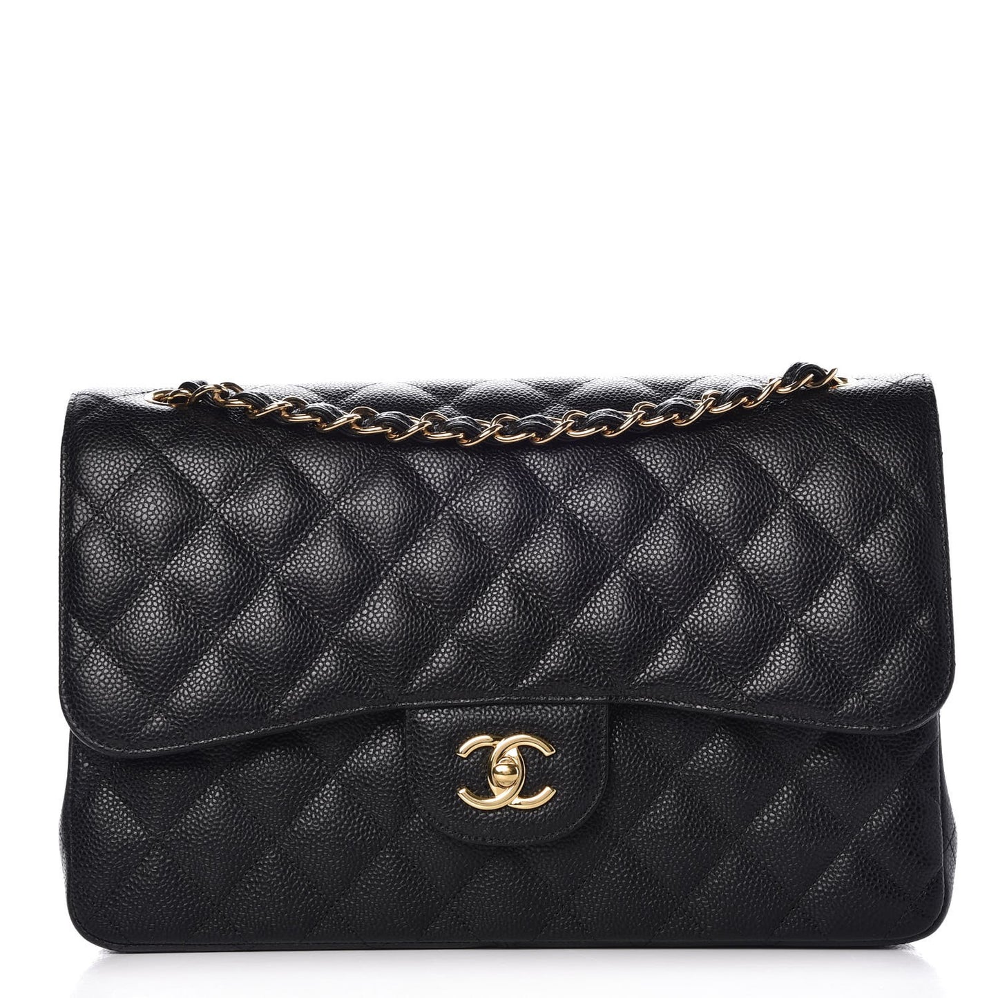 Caviar Quilted Jumbo Double Flap Black