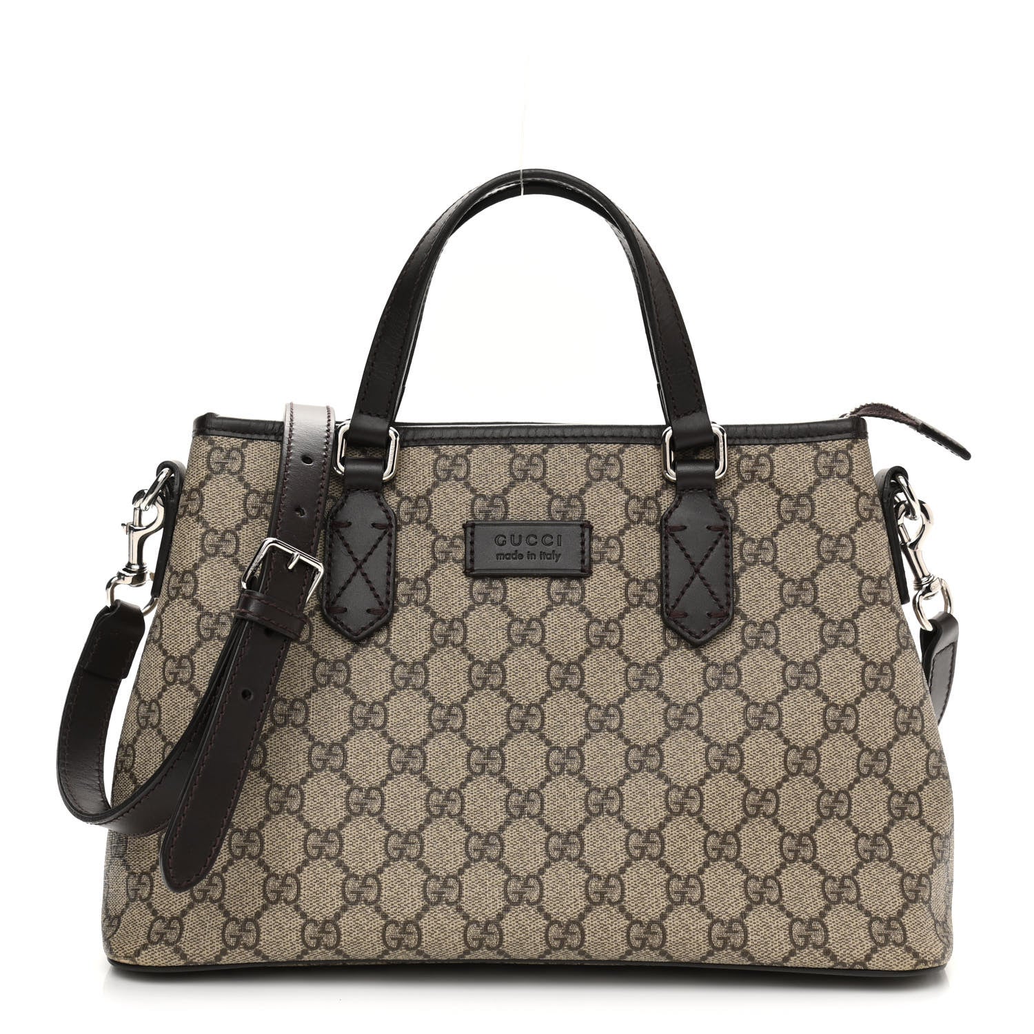 Gucci GG Supreme Monogram Small Zippered Tote Dark Brown 1 of 11