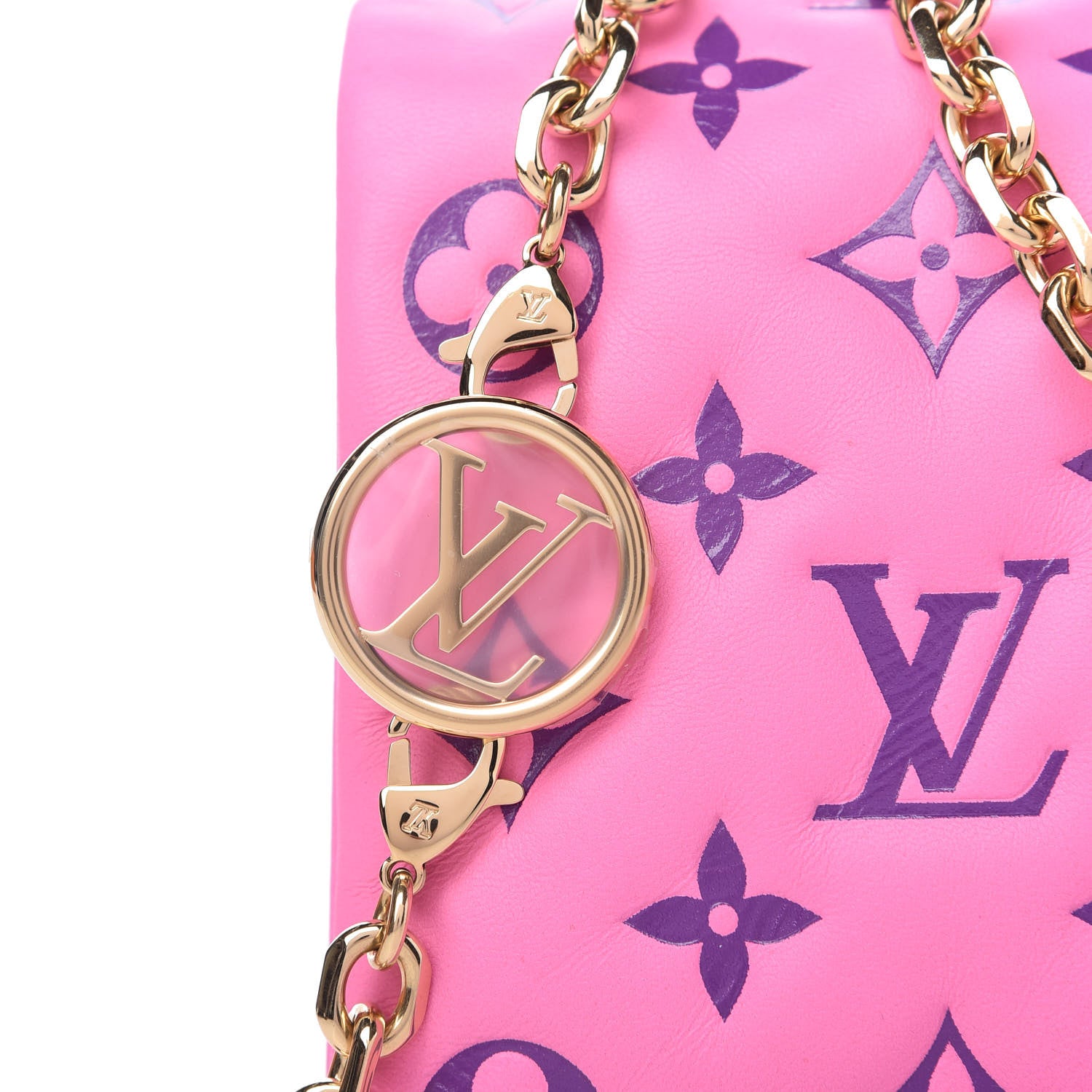 Louis Vuitton Lambskin Embossed Monogram Vuittamins Pochette Coussin Rose Violet 9 of 10