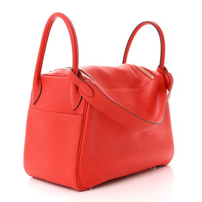 Hermes Taurillon Clemence Lindy 30 Rouge Casaque 3 of 12
