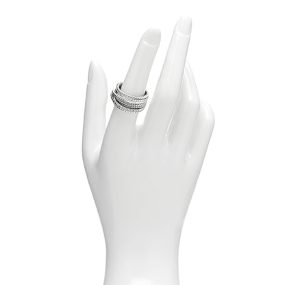 David Yurman Sterling Silver Diamond 11mm Wide Crossover Cable Ring 54 6.75 2 of 4