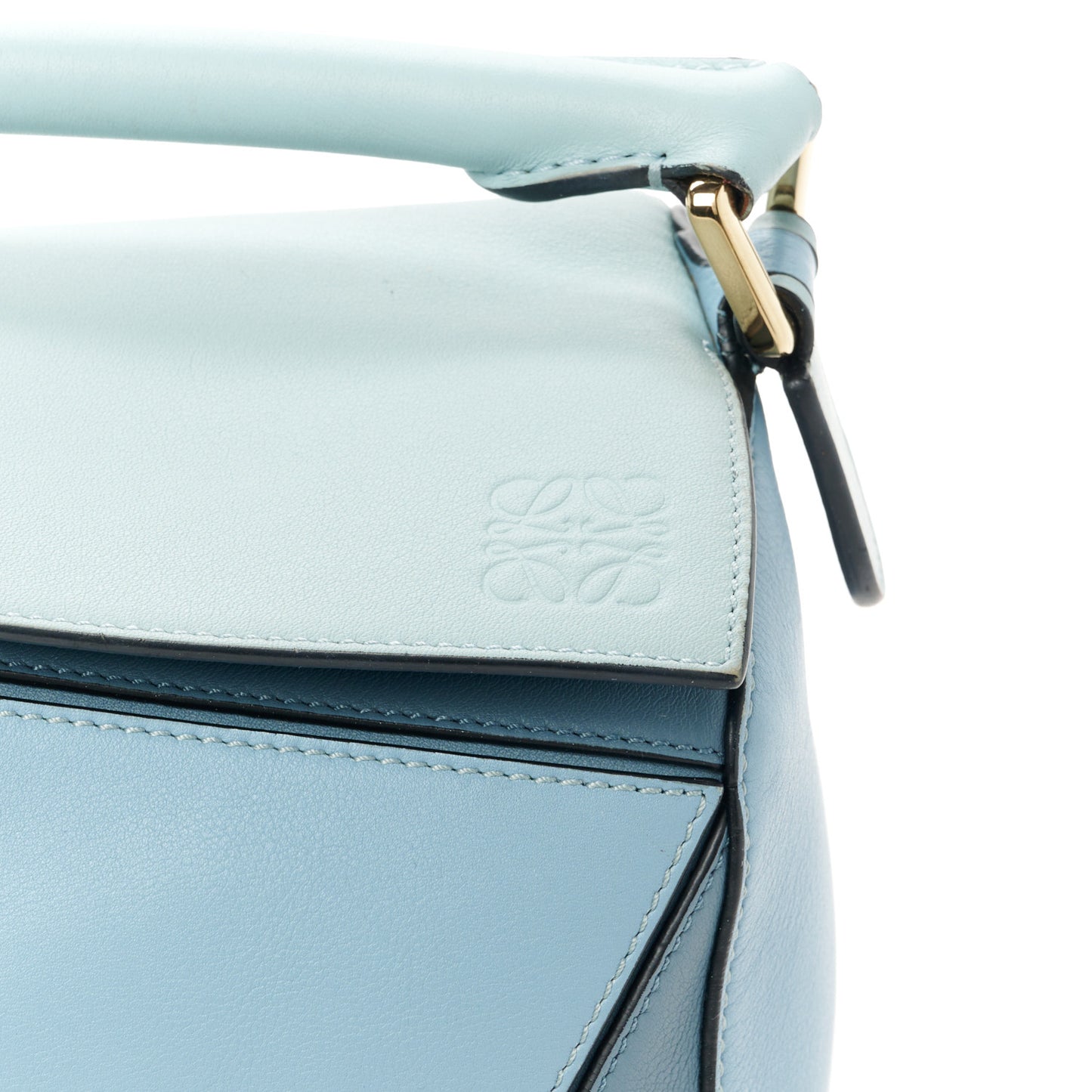 Calfskin Medium Puzzle Bag Aqua Light Blue Stone Blue