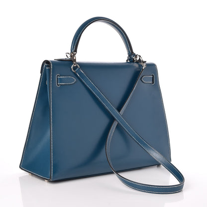 Hermes Tadelakt Kelly Sellier 32 Bleu Thalassa 3 of 33