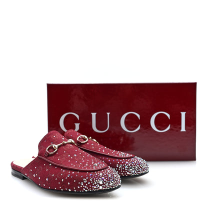 Gucci Crystal Canvas GG Monogram Nappa Womens Princetown Slippers 37.5 Rosso Ancora 9 of 9
