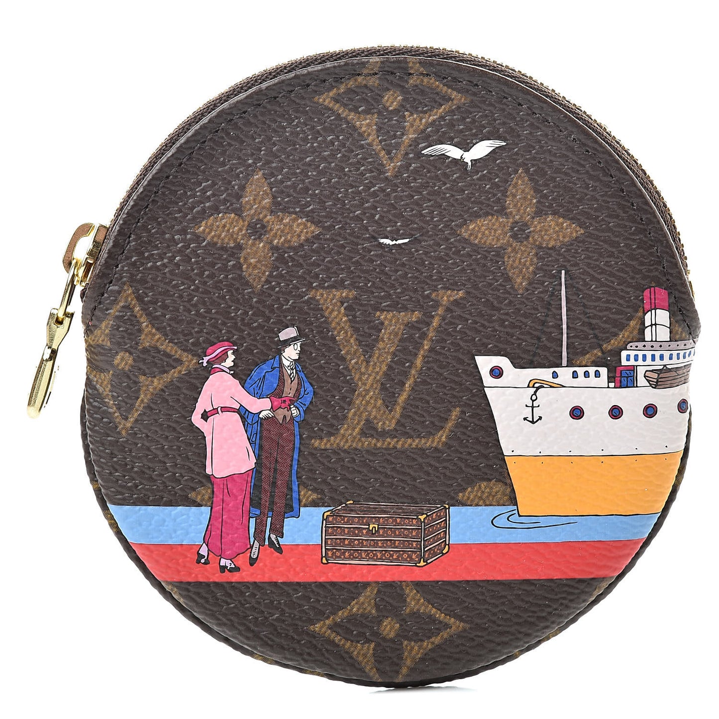 Monogram 2016 Christmas Animation Round Coin Purse Rouge