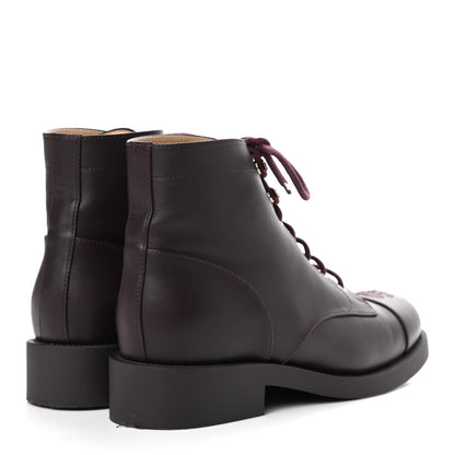 Chanel Calfskin Lace Up CC Short Boots 41 Burgundy 4 of 13