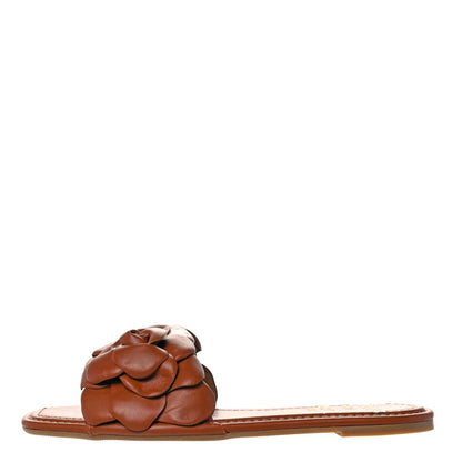 Valentino Garavani Calfskin Atelier 03 Rose Edition Slide Sandals 38 Cuoio 1 of 10
