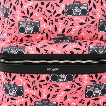 Saint Laurent Canvas Radio Print City Backpack Pink 9 of 11