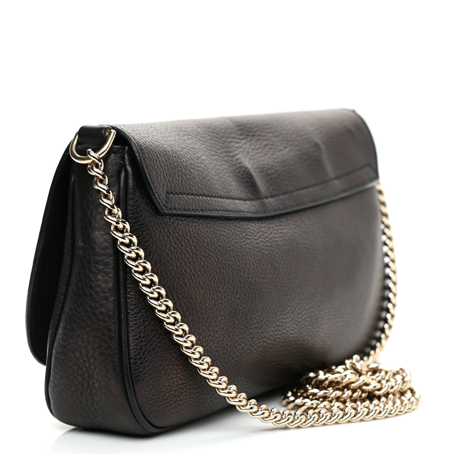 Pebbled Calfskin Medium Soho Flap Crossbody Black