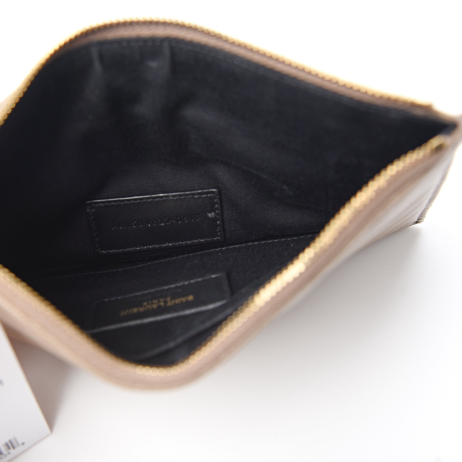 Saint Laurent Grain De Poudre Chevron Monogram Bill Pouch Beige 4 of 8