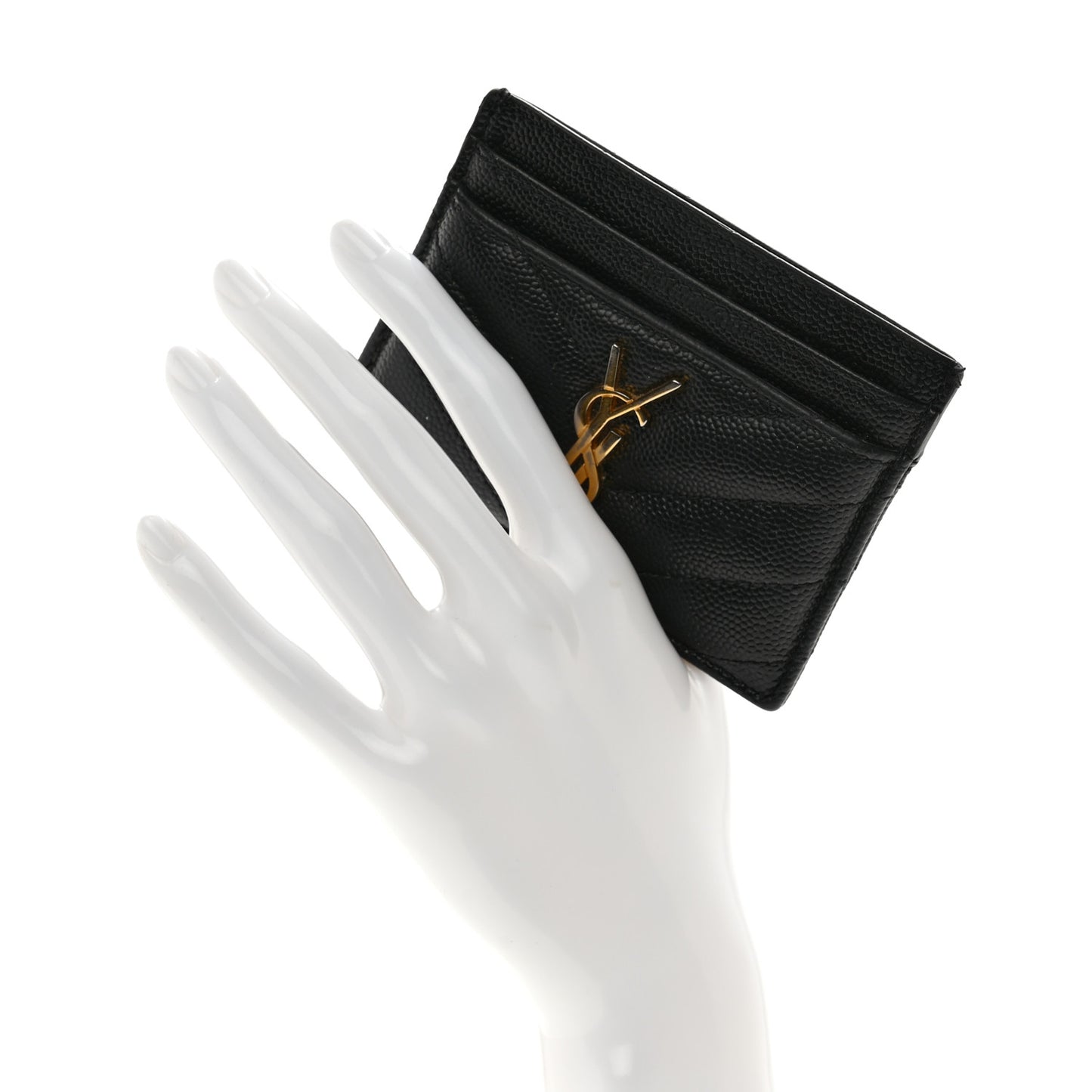 Grain De Poudre Matelasse Chevron Monogram Credit Card Case Black