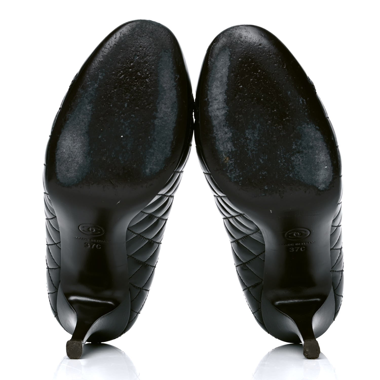 Chanel Lambskin Quilted Cap Toe Pumps 37 Black 4 of 6