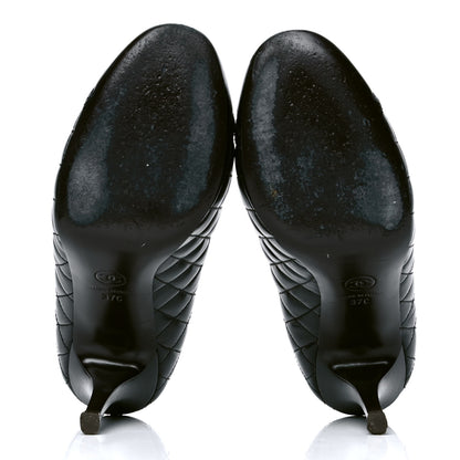 Chanel Lambskin Quilted Cap Toe Pumps 37 Black 4 of 6