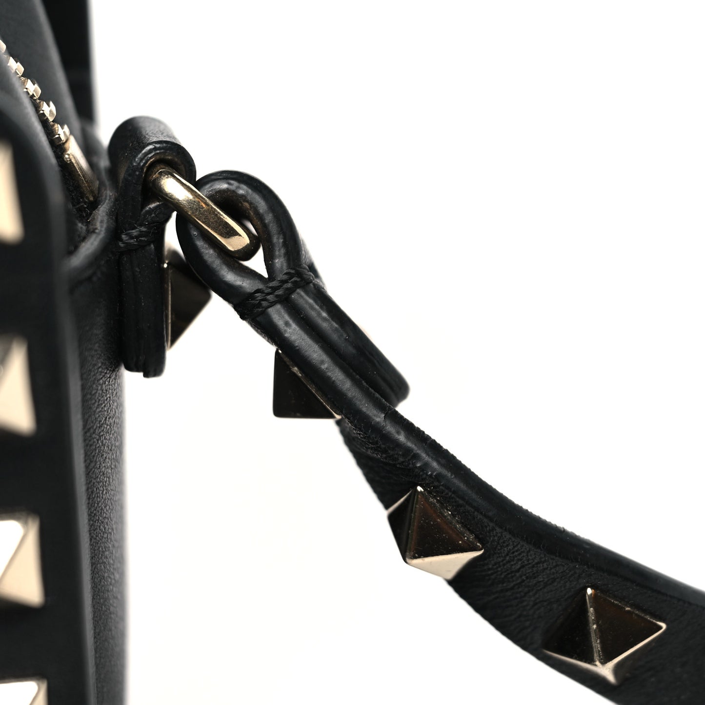 Grained Calfskin Rockstud Flip Lock Camera Crossbody Bag Black