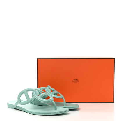 Hermes Rubber Womens Egerie Sandals 37 Vert Embrun 9 of 9