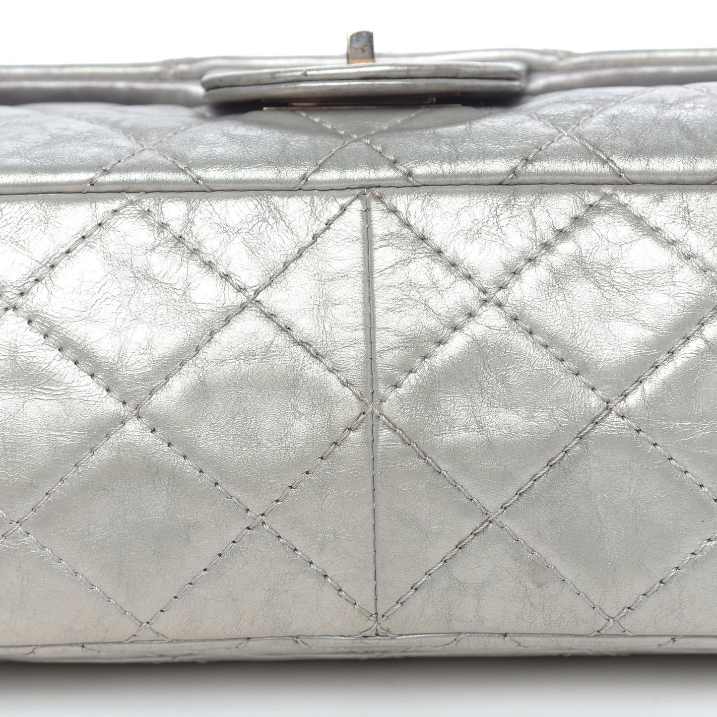 Metallic Aged Calfskin Quilted 2.55 Reissue 227 Flap Silver