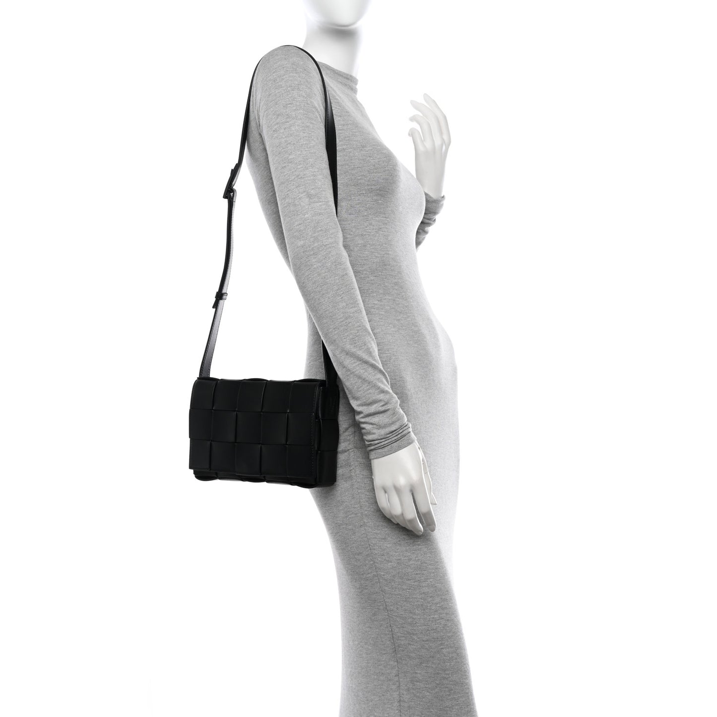 Lambskin Maxi Intrecciato Cassette Crossbody Bag Black