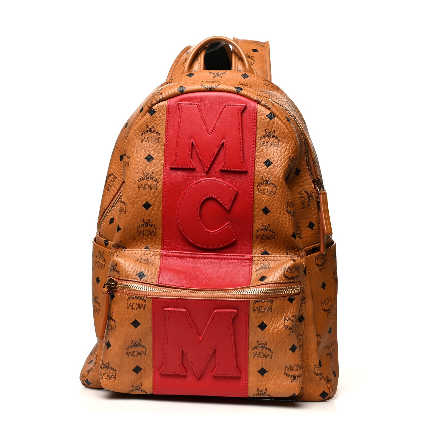 Visetos Medium Stark Logo Stripe Backpack Cognac Red