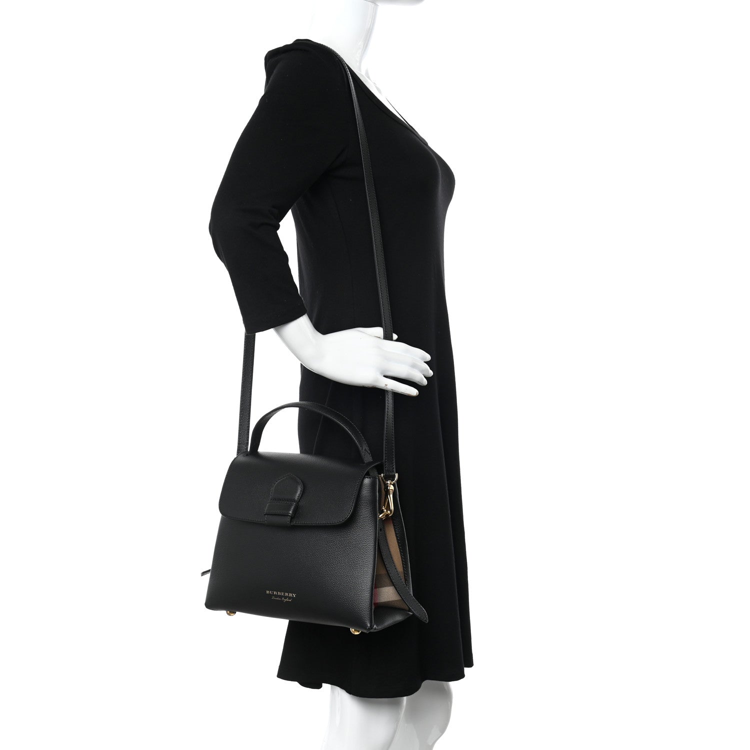 Burberry Derby Calfskin House Check Small Camberley Black 2 of 11