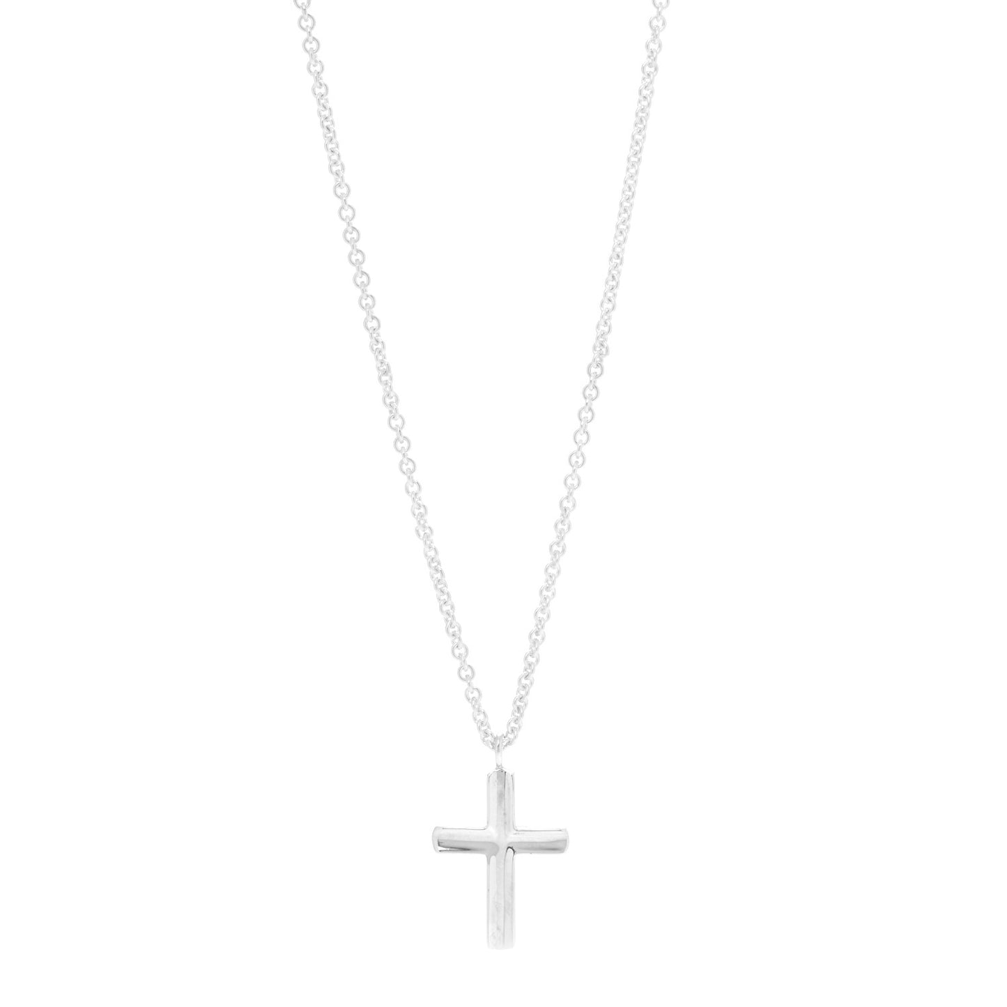 Sterling Silver Concave Cross Pendant Necklace