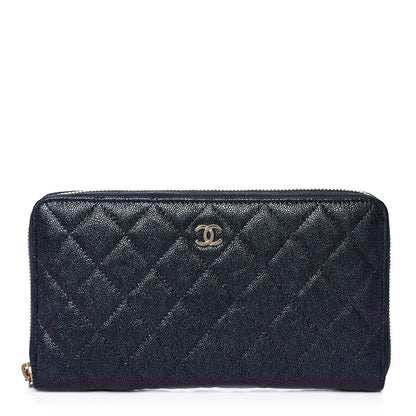 Chanel Iridescent Caviar Quilted Long Zip Around Wallet Black 1 of 14