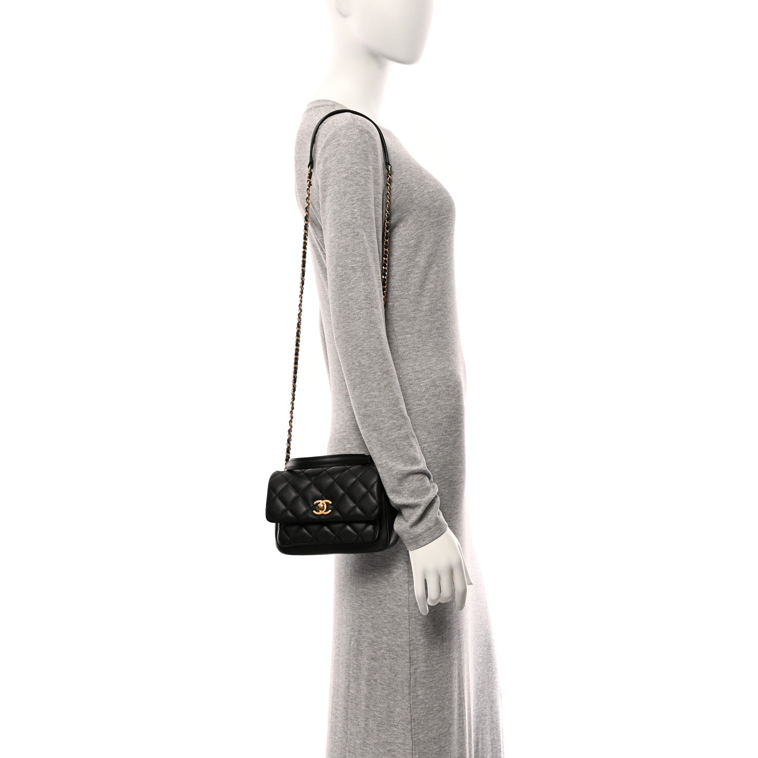 Chanel Calfskin Quilted Top Handle Flap Black 2 of 10