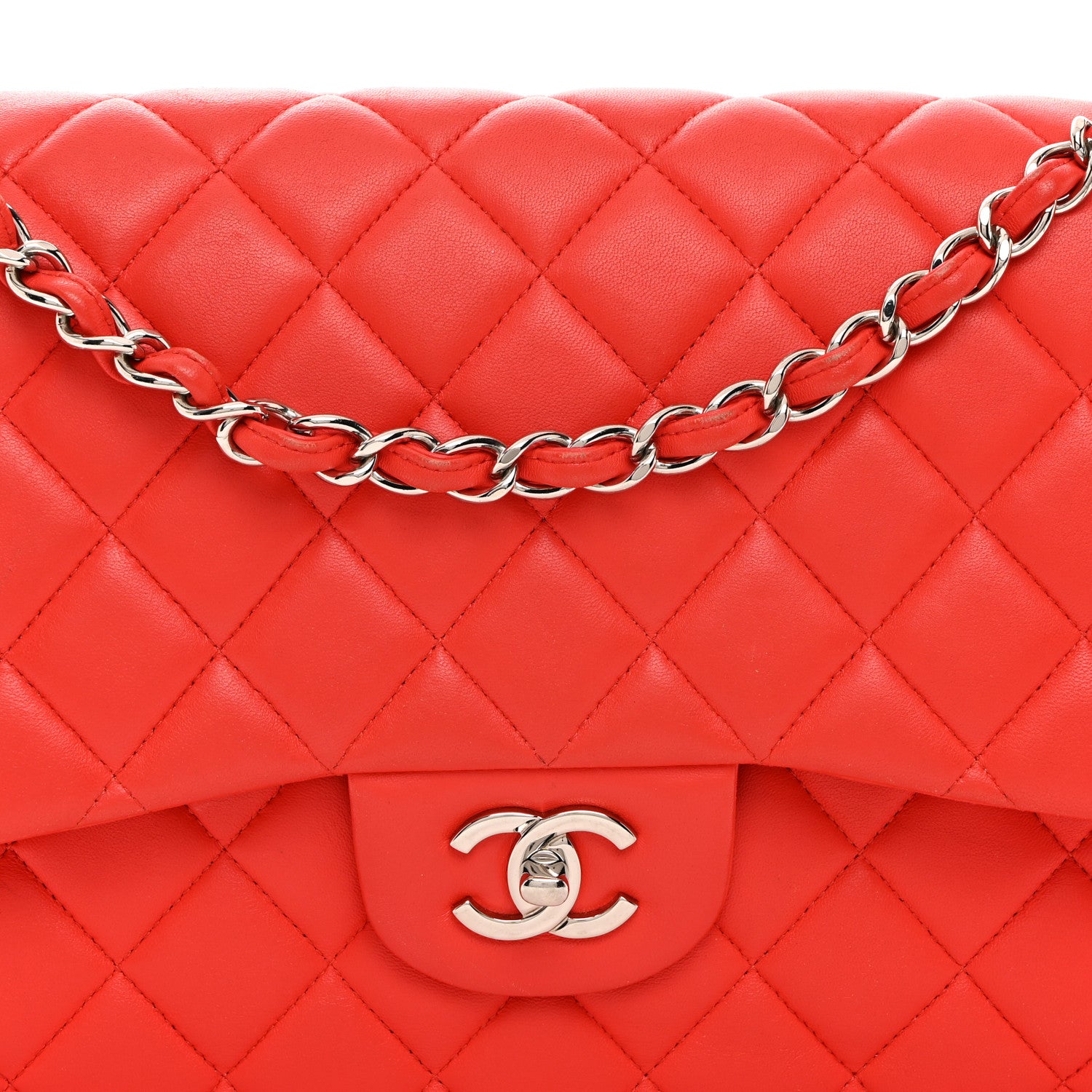 Chanel Lambskin Quilted Jumbo Double Flap Red 7 of 18