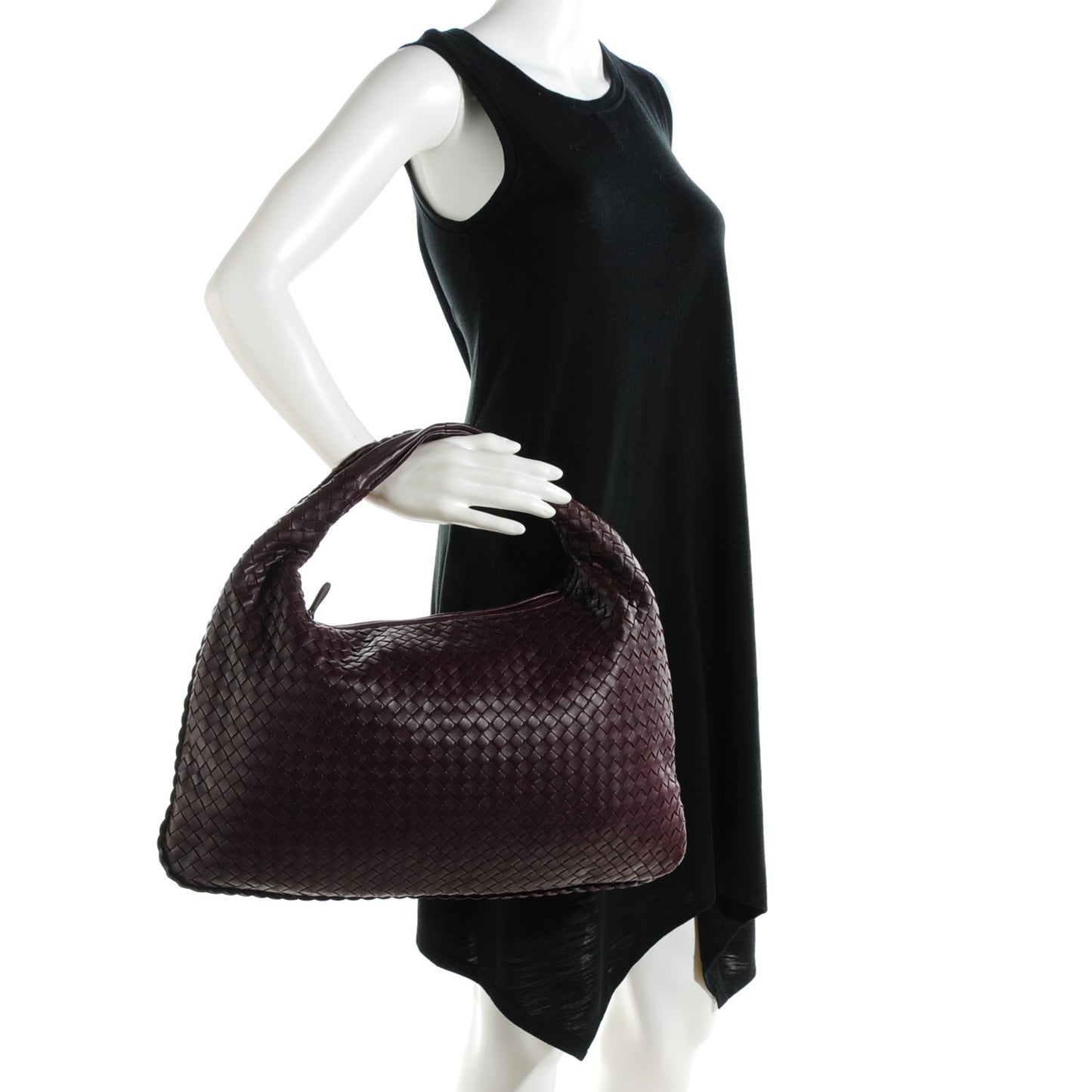 Nappa Intrecciato Large Veneta Hobo Aubergine
