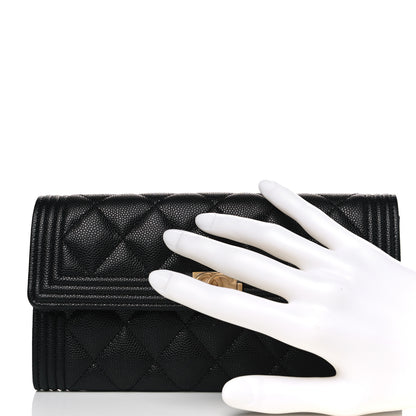 Chanel Caviar Quilted Large Boy Gusset Flap Wallet Black 2 of 10
