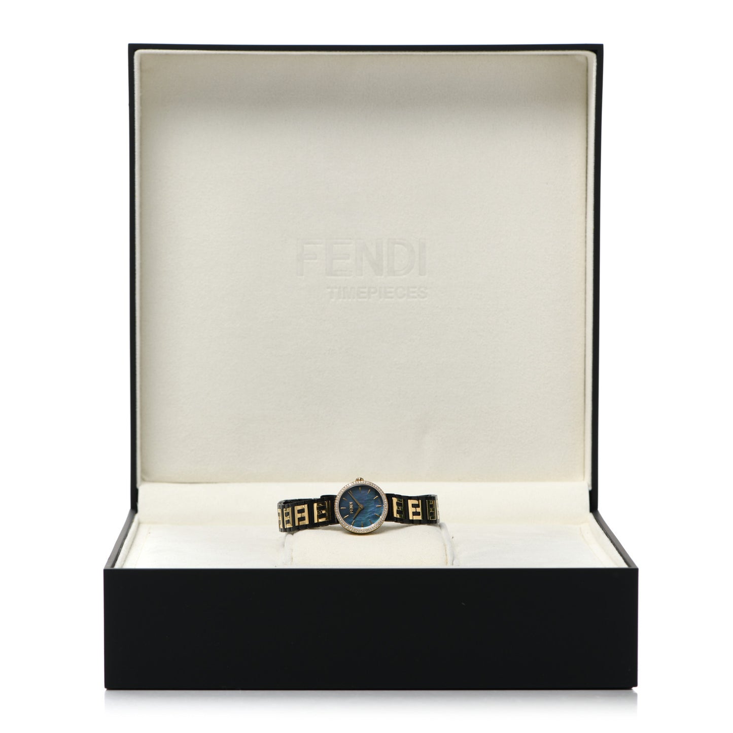 Stainless Steel Diamond Bezel Blue Mother of Pearl 19mm Fendi Forever Quartz Watch