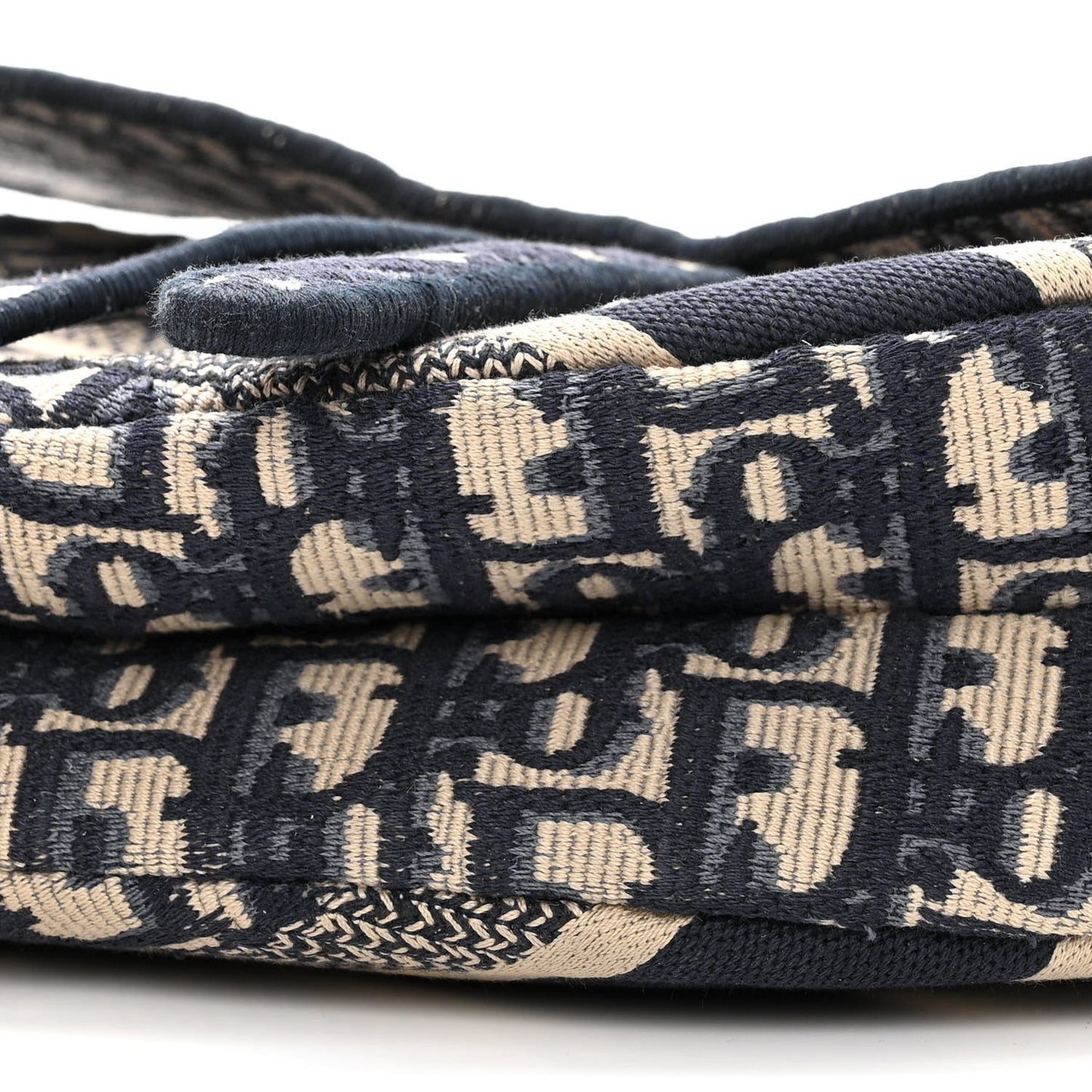 Oblique Embroidered Saddle Bag Blue