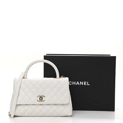 Chanel Caviar Quilted Small Coco Handle Flap White 11 of 11