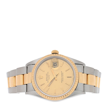 Rolex Stainless Steel 18K Yellow Gold 34mm Oyster Perpetual Date Watch Champagne 15223 2 of 4