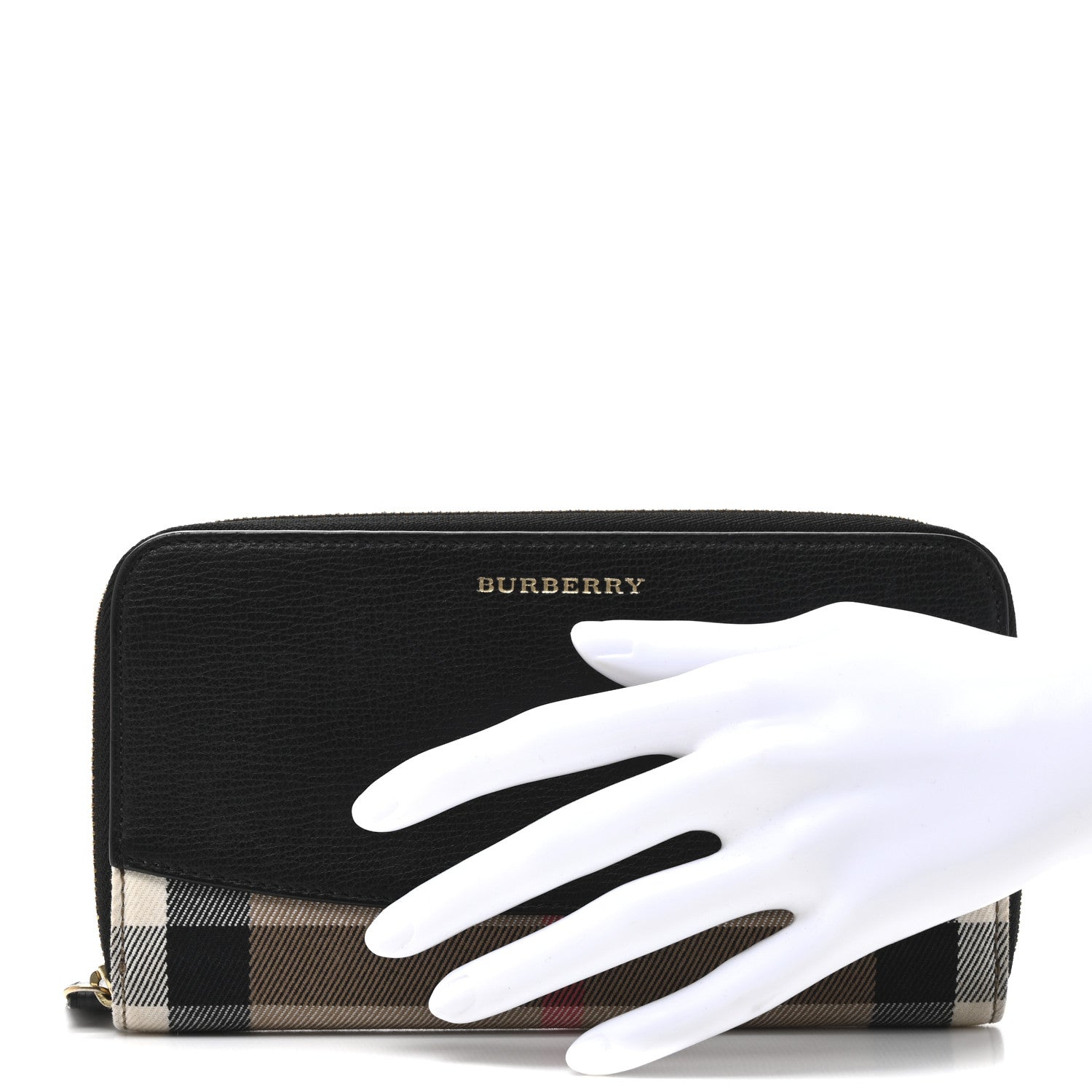 Burberry Calfskin House Check Elmore Zip Around Wallet Black 2 of 9