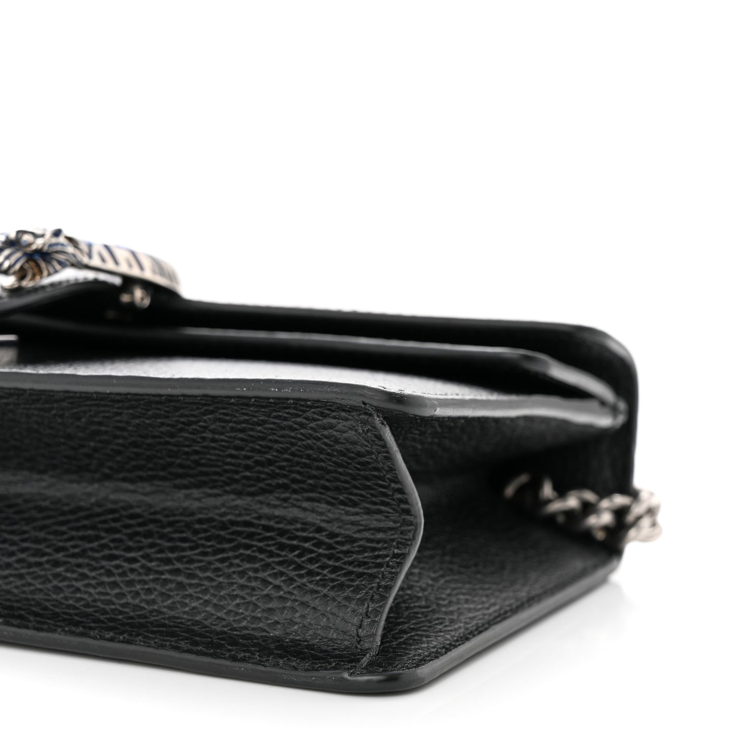 Dollar Calfskin Enamel Small Dionysus Shoulder Bag Black Electric Blue