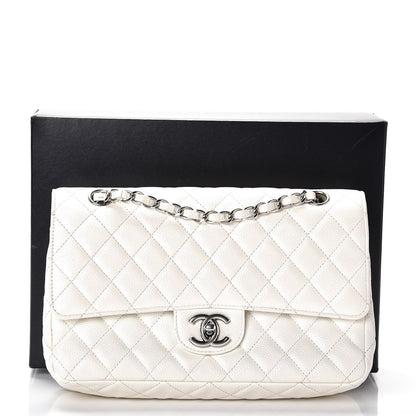 Chanel Washed Caviar Quilted Medium Double Flap White 9 of 9