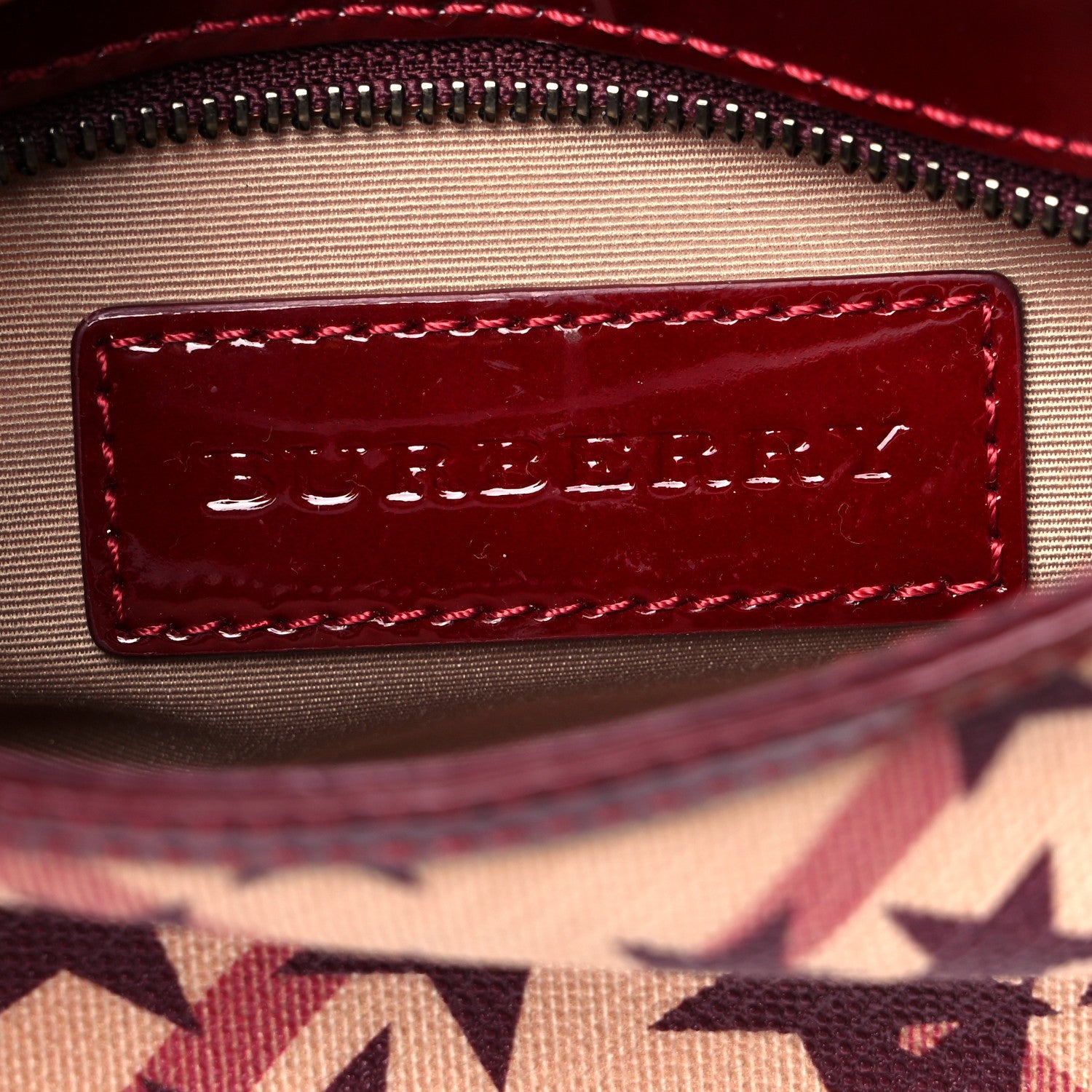 Burberry Patent Supernova Check Stars Small Shoulder Bag Berry Red 5 of 9