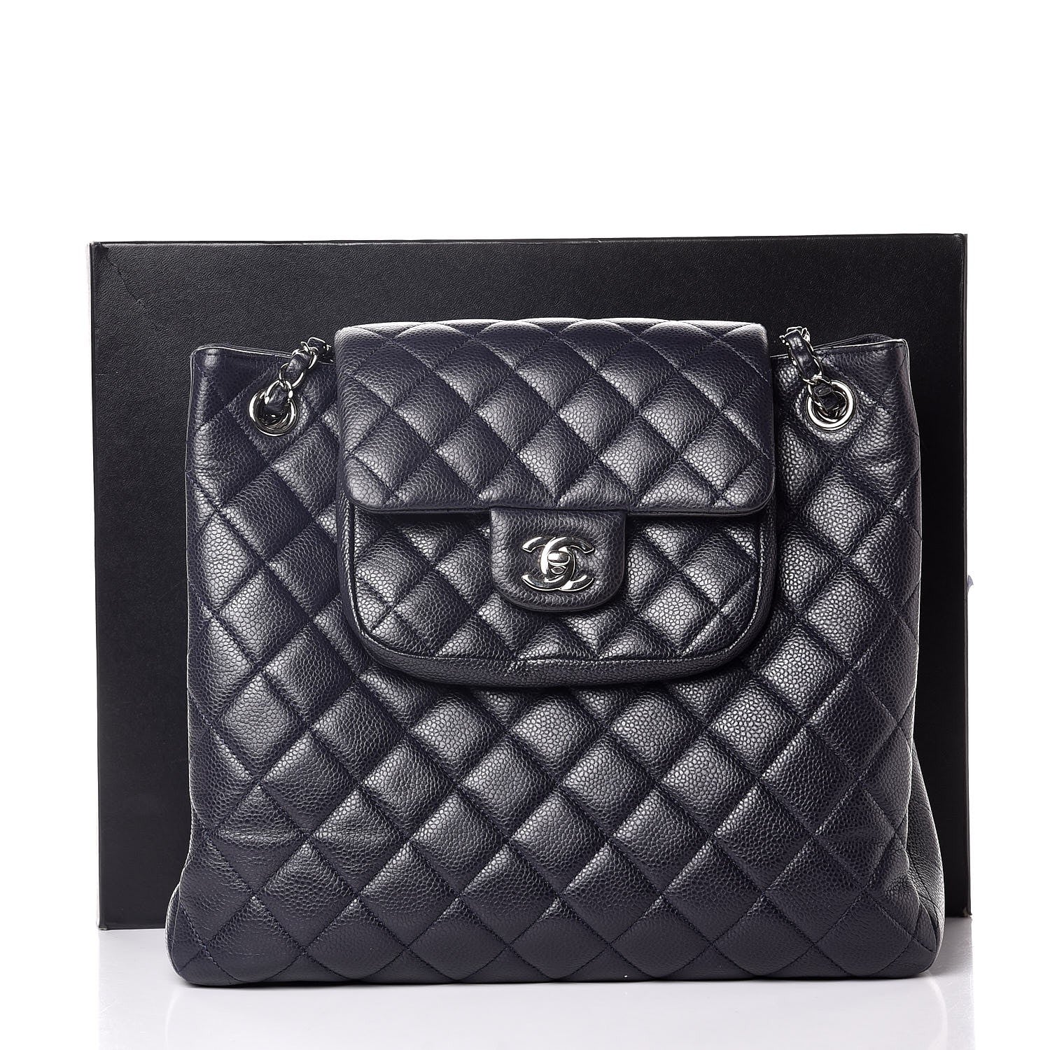 Chanel Caviar Quilted Flap Tote Marine 8 of 8