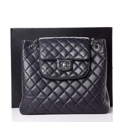 Chanel Caviar Quilted Flap Tote Marine 8 of 8