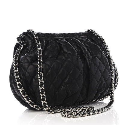Chanel Washed Lambskin Quilted Large Chain Around Messenger Black 2 of 9