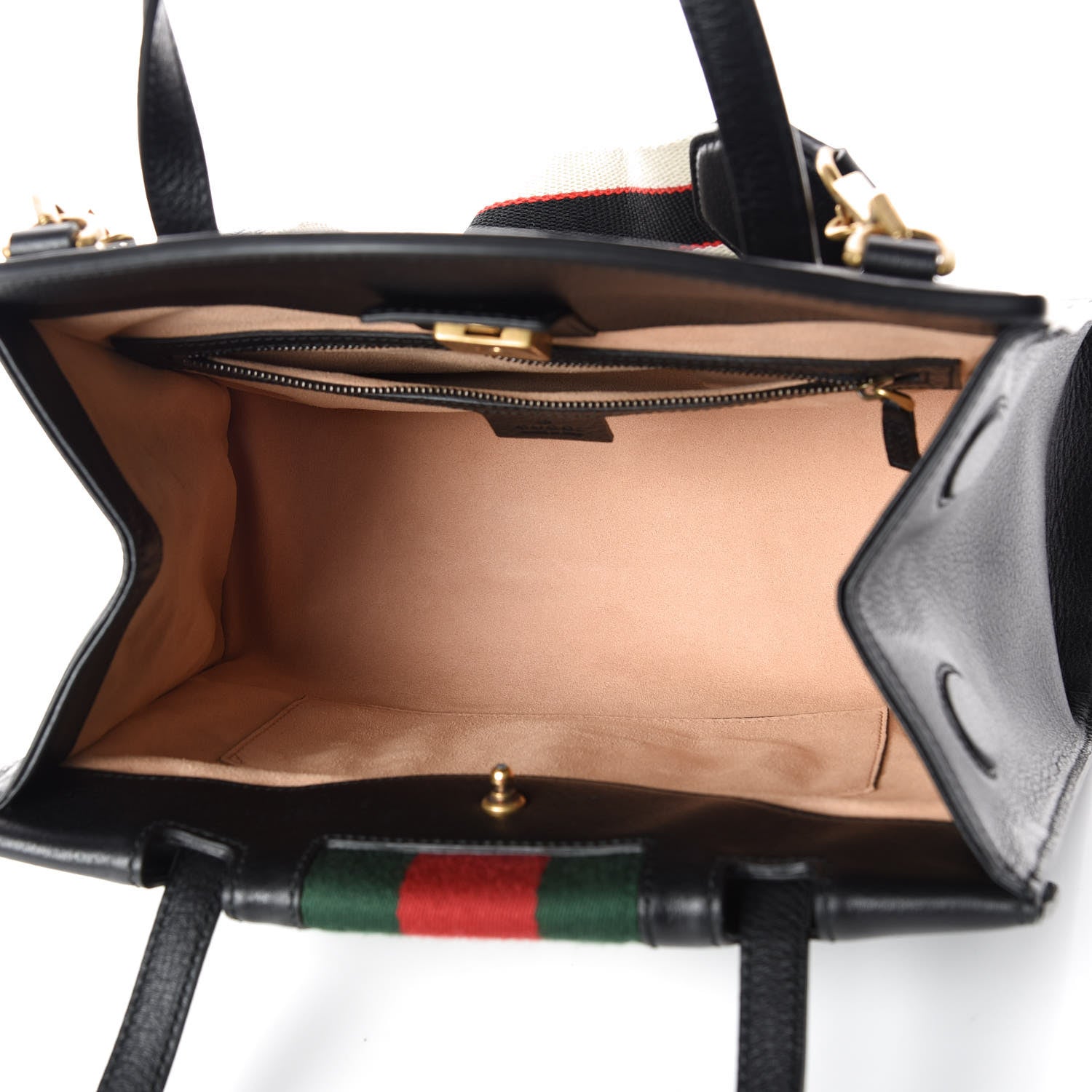 Gucci Grained Calfskin Web Crystal Butterfly Stripe Medium Totem Top Handle Bag Black 6 of 13