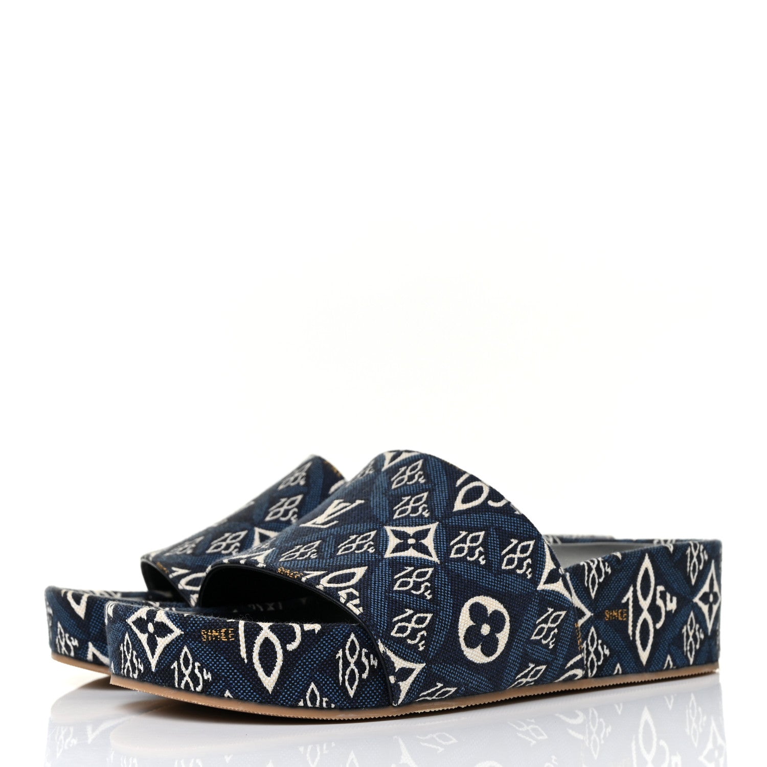 Louis Vuitton Jacquard Since 1854 Flatform Sandals 36 Blue 3 of 8