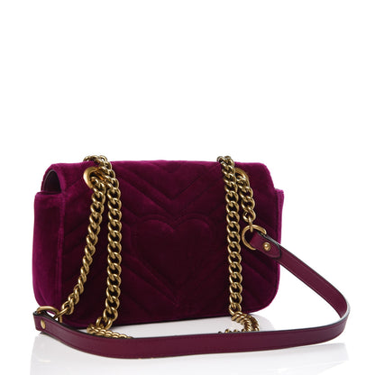 Gucci Velvet Matelasse Mini GG Marmont Shoulder Bag Fuchsia Violet Cyclamen 3 of 7