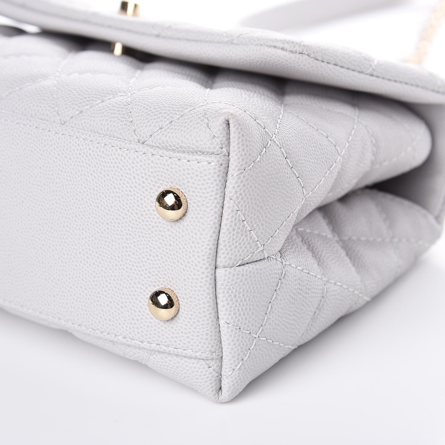 Chanel Caviar Quilted Mini Coco Handle Flap Light Grey 9 of 10