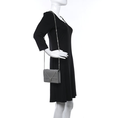 Christian Dior Grained Calfskin Diorama Wallet on Chain Pouch Gris 2 of 9