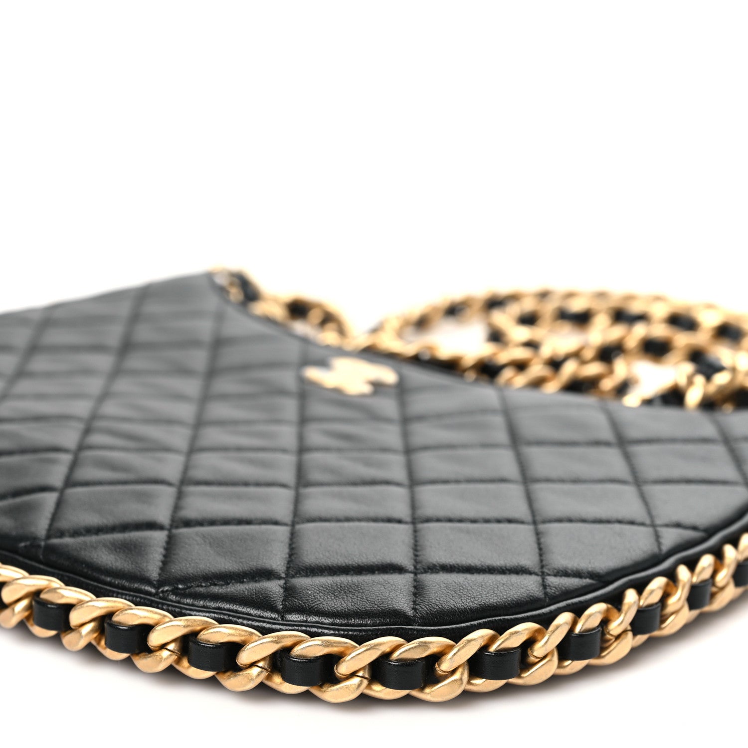 Chanel Shiny Crumpled Lambskin Quilted Large Trendy Chain Around Hobo Black 10 of 11