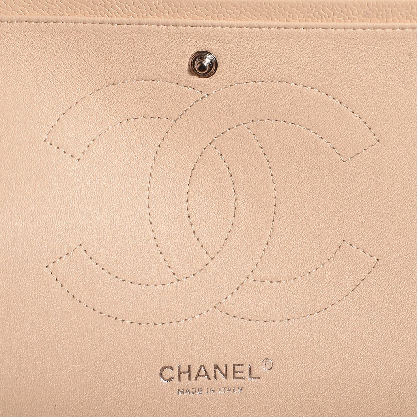 Caviar Jumbo Double Flap Light Beige