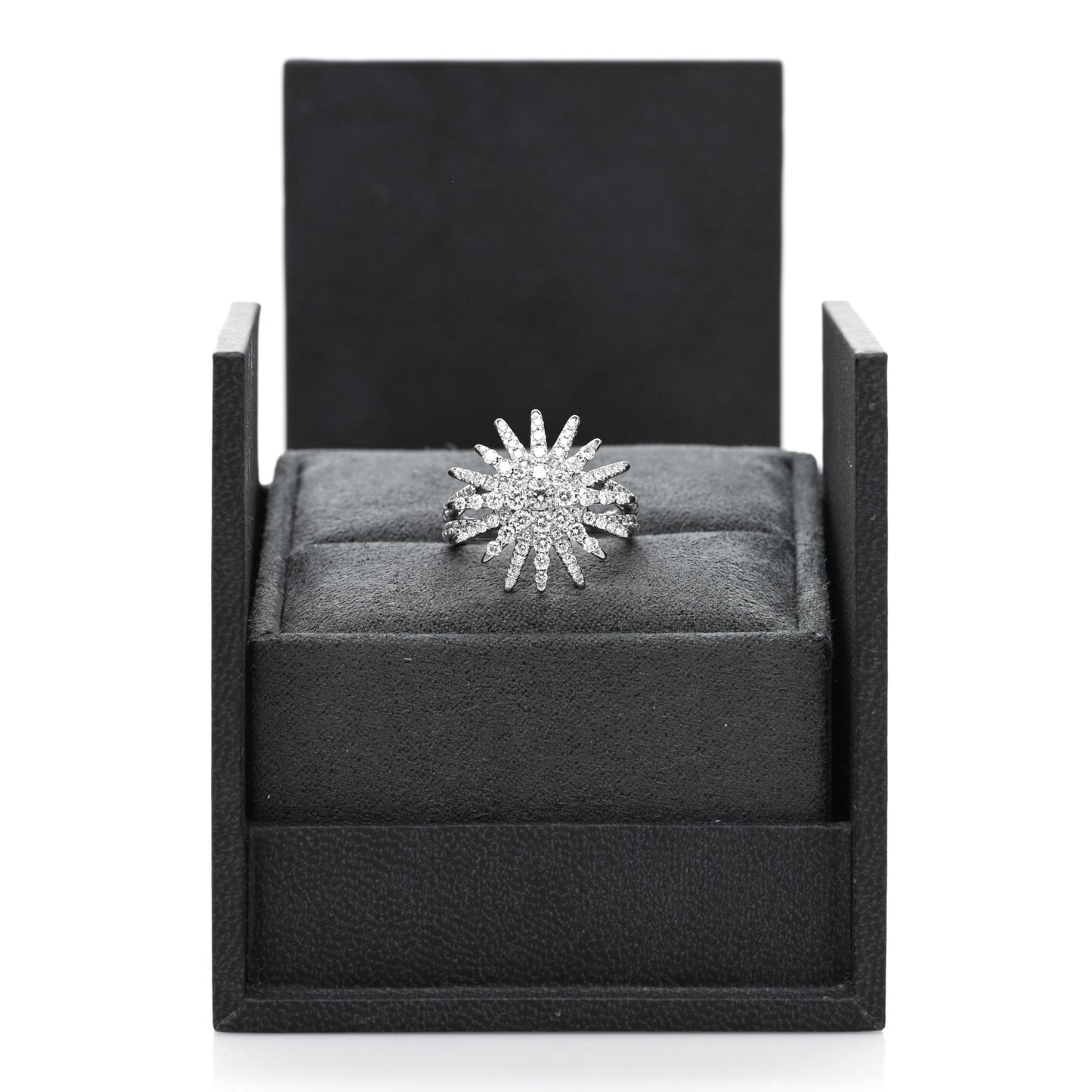 18K White Gold Diamond 20mm Starburst Ring 52 6