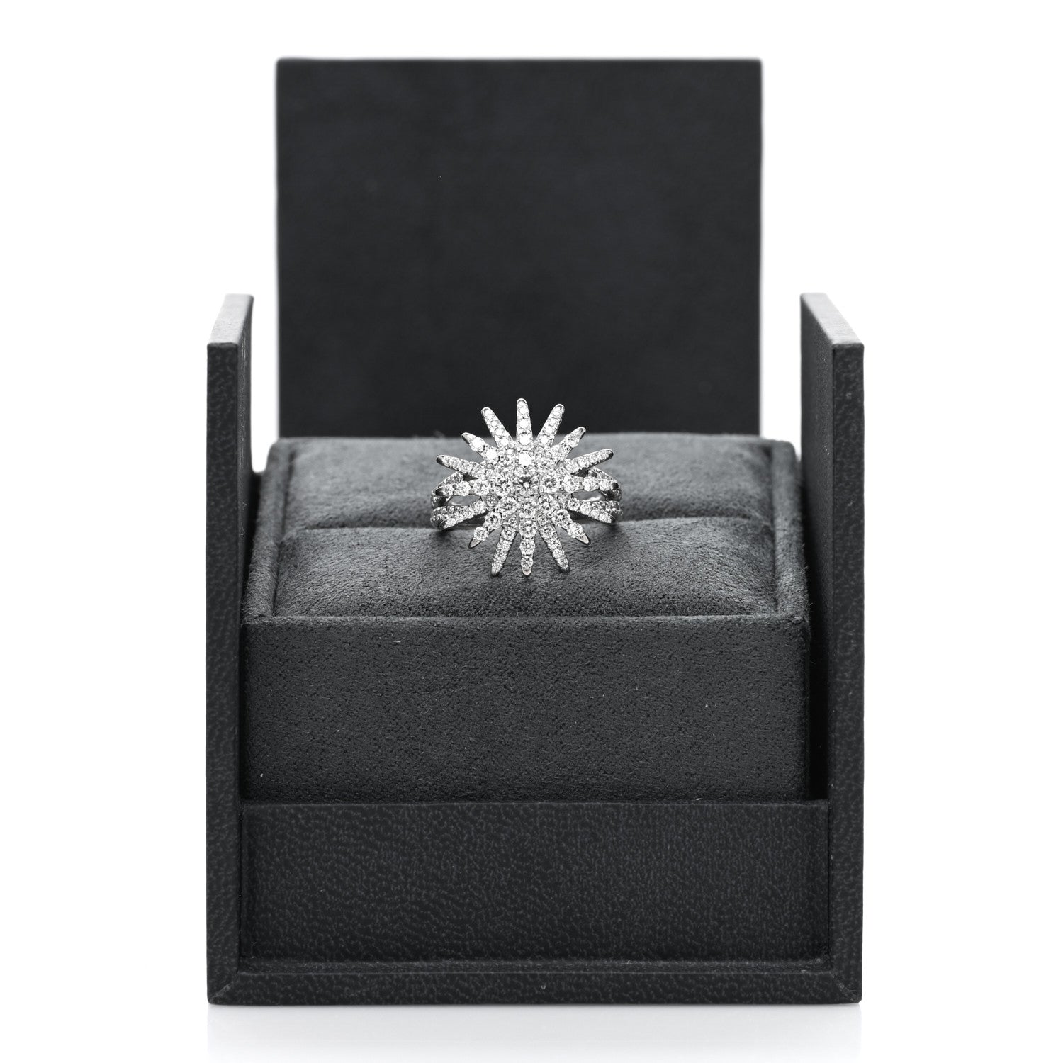 David Yurman 18K White Gold Diamond 20mm Starburst Ring 52 6 5 of 5